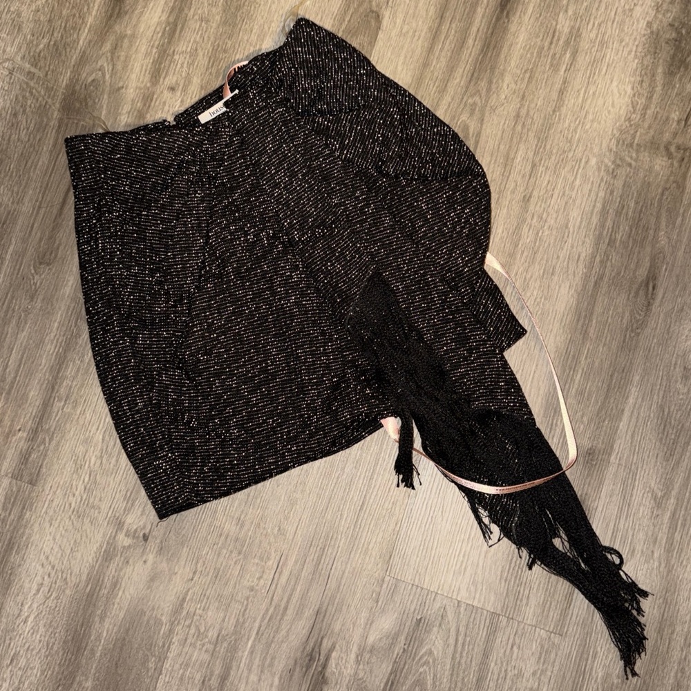 House of CB MARTHA Black Sparkle Draped Mini Skirt - Picture 10 of 11